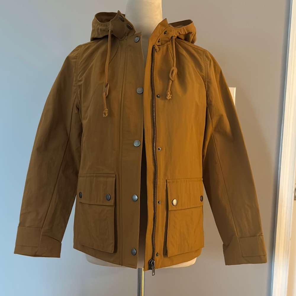 Oat New York Tan Utility Jacket with Hood and Relaxed Fit